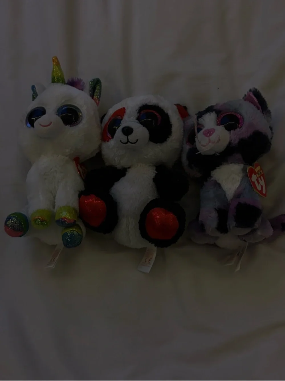 Bundle of 3 TY Beanie Plush Panda in Black and White - Soft Small Pet Toy